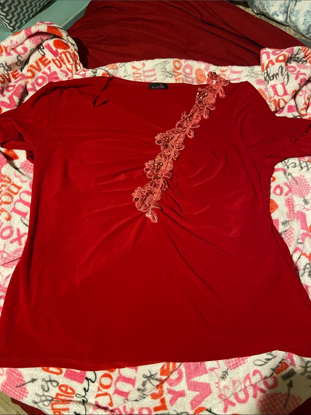 Lush Red Embellished blouse